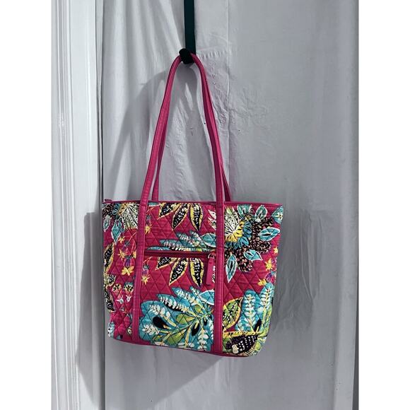 Vera Bradley Red Rumba Floral Small Trimmed Tote Bag 15 X 11 X 5 - Picture 4 of 6